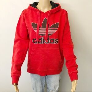 Adidas Originals Logo Sportswear Athleisure Oversized Pullover Casual Red Hoodie